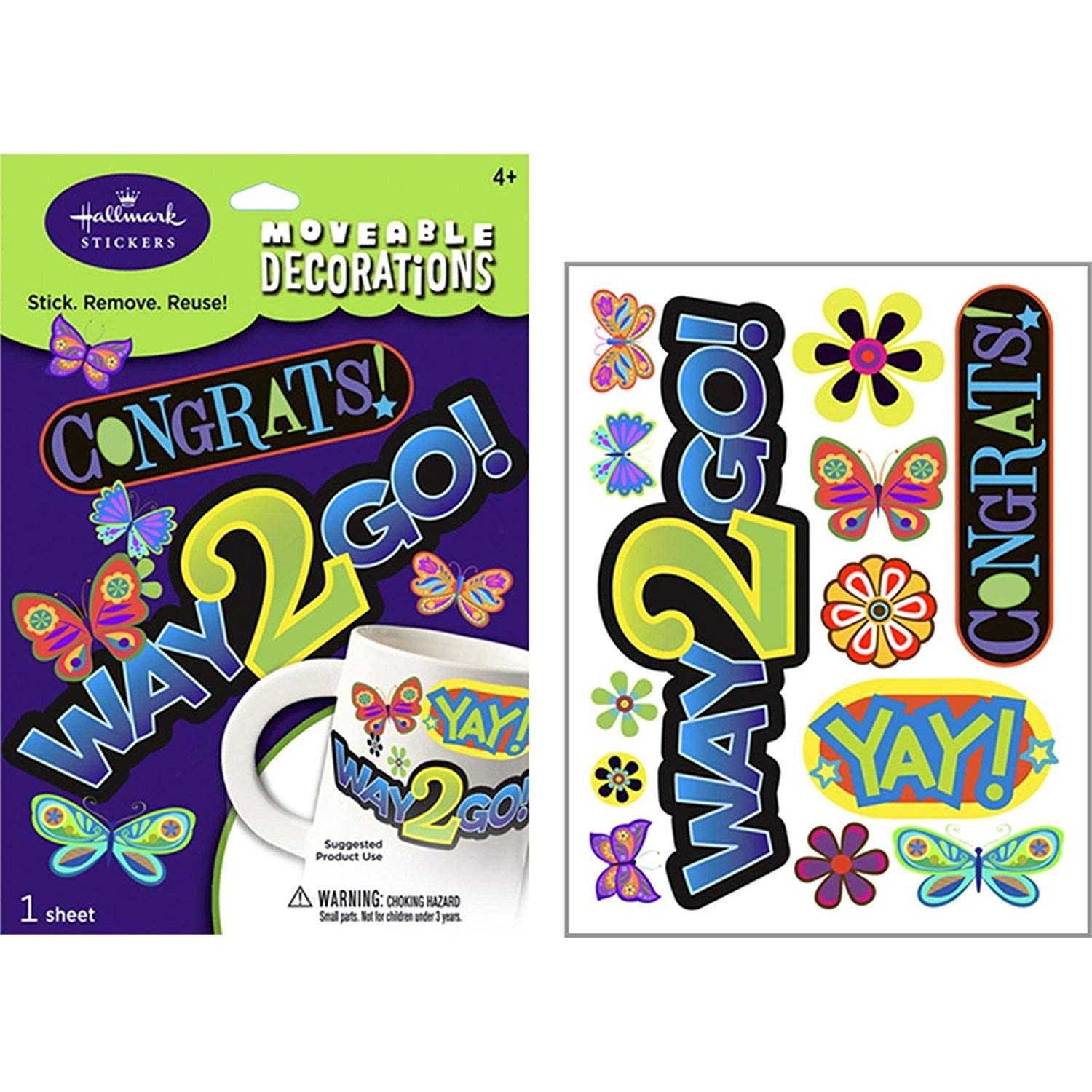 Moveable Decorations Congrats, Way 2 Go, Butterflies+