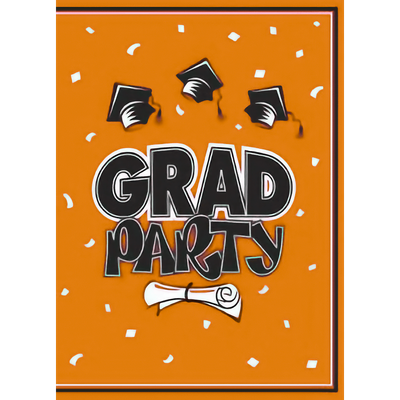 Graduation Orange Invitations 10ct AMZ+