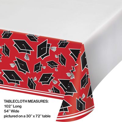 Red Grad School Spirit Plastic Tablecover+