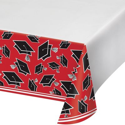 Red Grad School Spirit Plastic Tablecover+