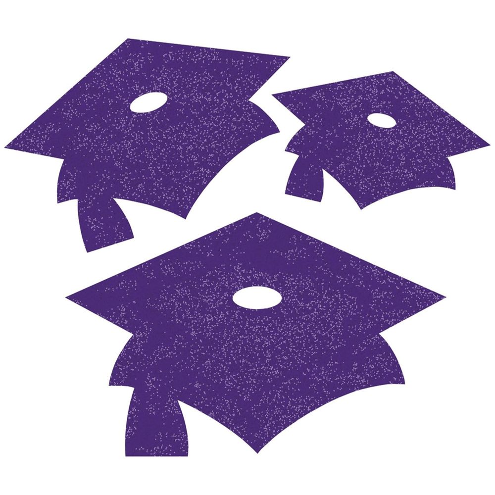 Purple Grad Cap Glitter Mini Cutouts 12ct AMZ+