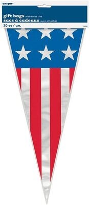Patriotic Cone Shape Cello Bags with Twist Ties 20ct AMZ+