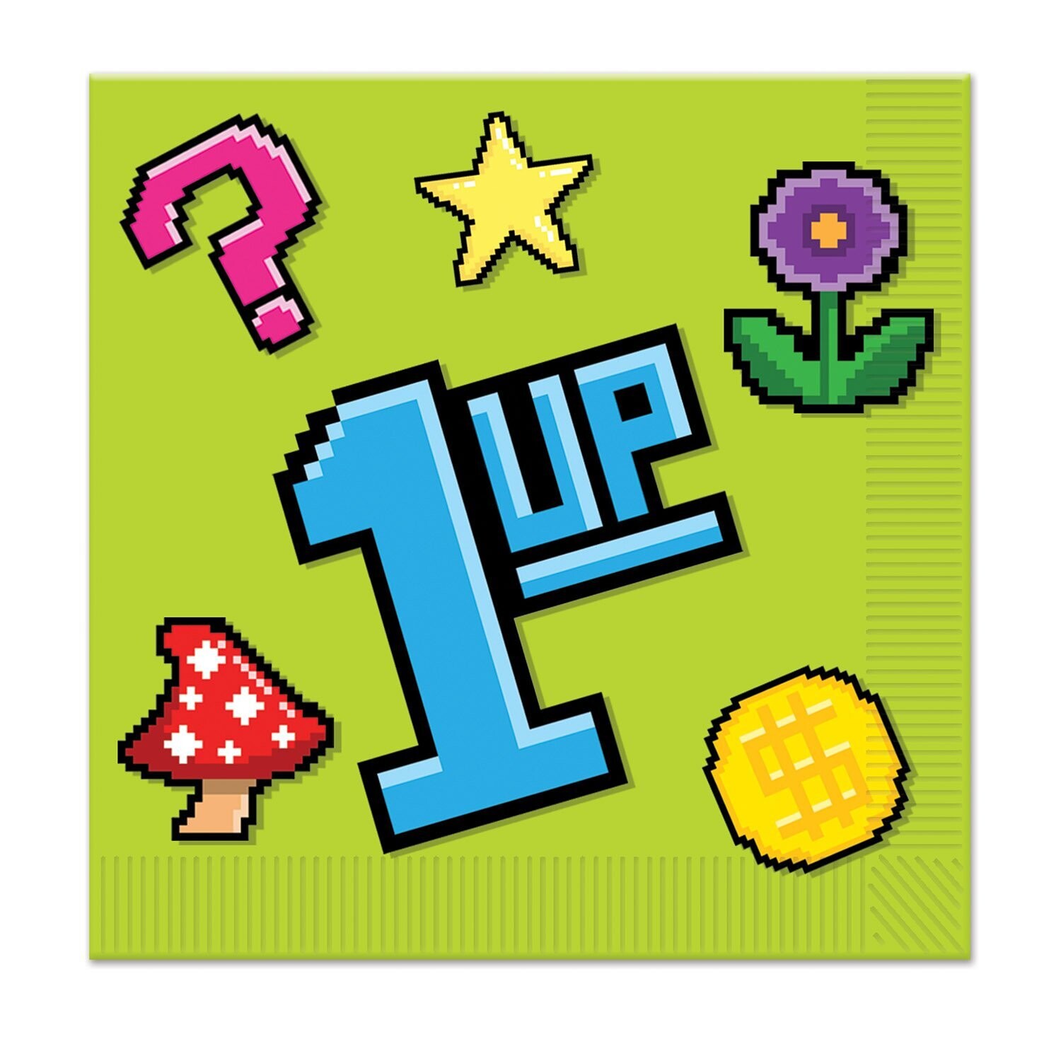 8-Bit Video Game Lunch Napkins 1 Up 16ct AMZ+