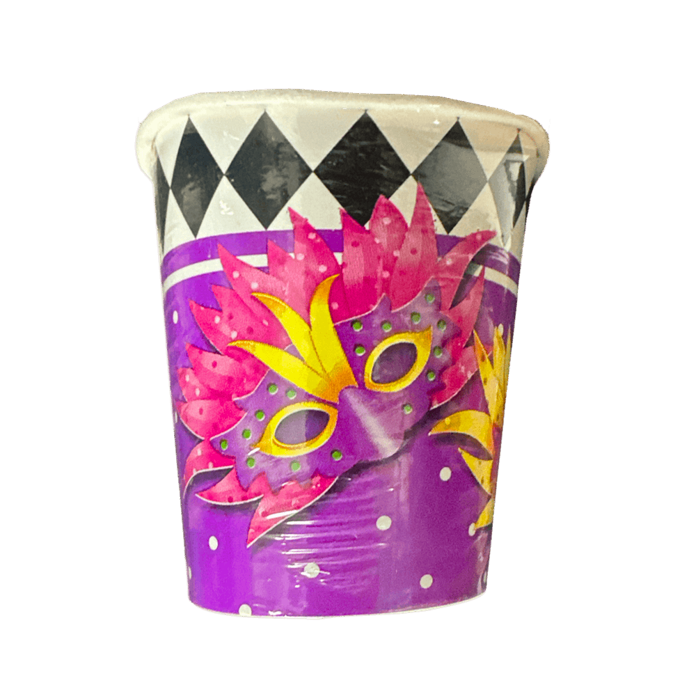 Mardi Gras 9oz Cups With Masks 8ct+