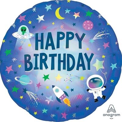 Outer Space 18" Birthday Mylar Balloon+