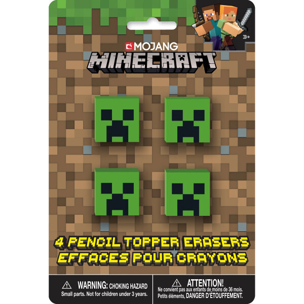Minecraft Pencil Top Eraser Favors 4ct AMZ+