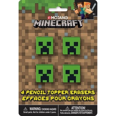 Minecraft Pencil Top Eraser Favors 4ct AMZ+