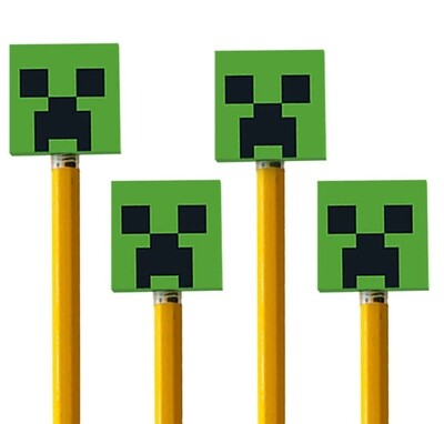 Minecraft Pencil Top Eraser Favors 4ct AMZ+