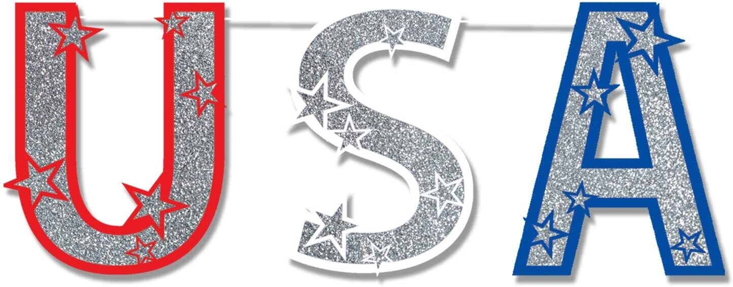 USA Glittered Streamer Banner 4.5ft+