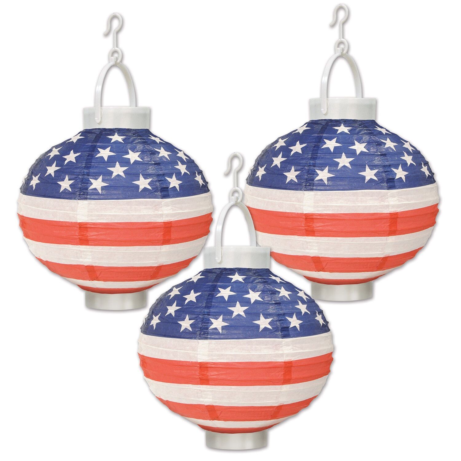 Light Up Patriotic Paper Lanterns 3pcs+