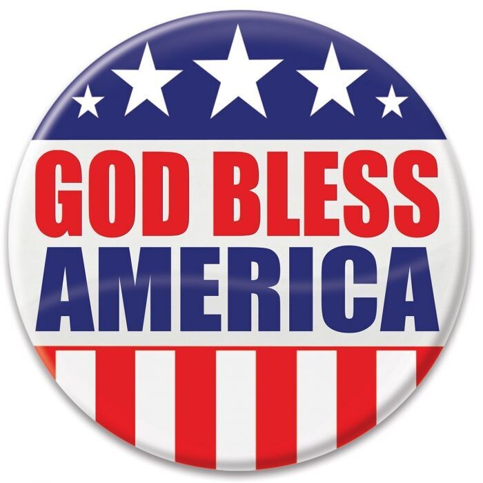 God Bless America Button Patriotic 2in+