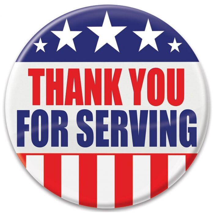 Thank You For Serving  Button Patriotic 2in AMZ+