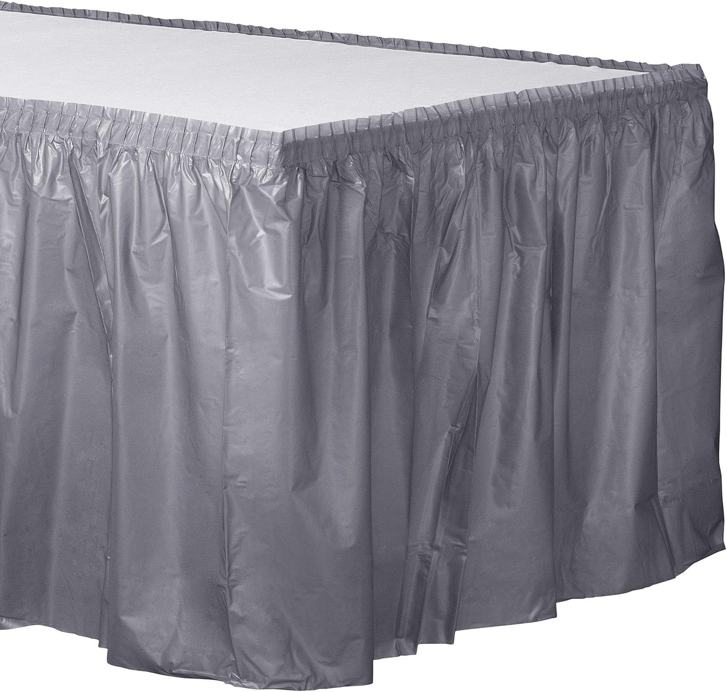 Silver Rectangle Table Skirt AMZ+