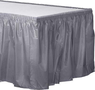 Silver Rectangle Table Skirt AMZ+