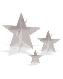 Silver 3-D Star Foil Centerpiece 3ct AMZ+