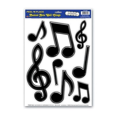 Musical Note Wall Clings 8 Per Sheet+