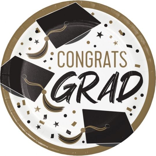 Golden Grad Paper Lunch Plates 8ct+