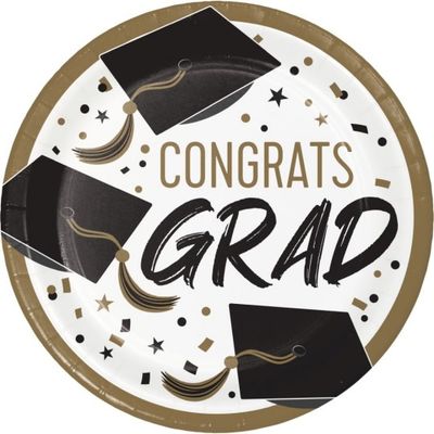 Golden Grad Paper Lunch Plates 8ct+