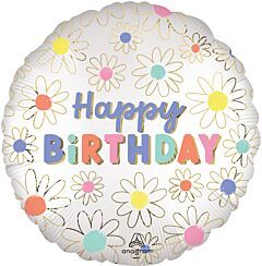 18" Daisies Happy Birthday Mylar+
