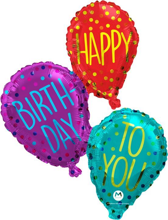 36" Happy Birthday Balloon Cluster Mylar+