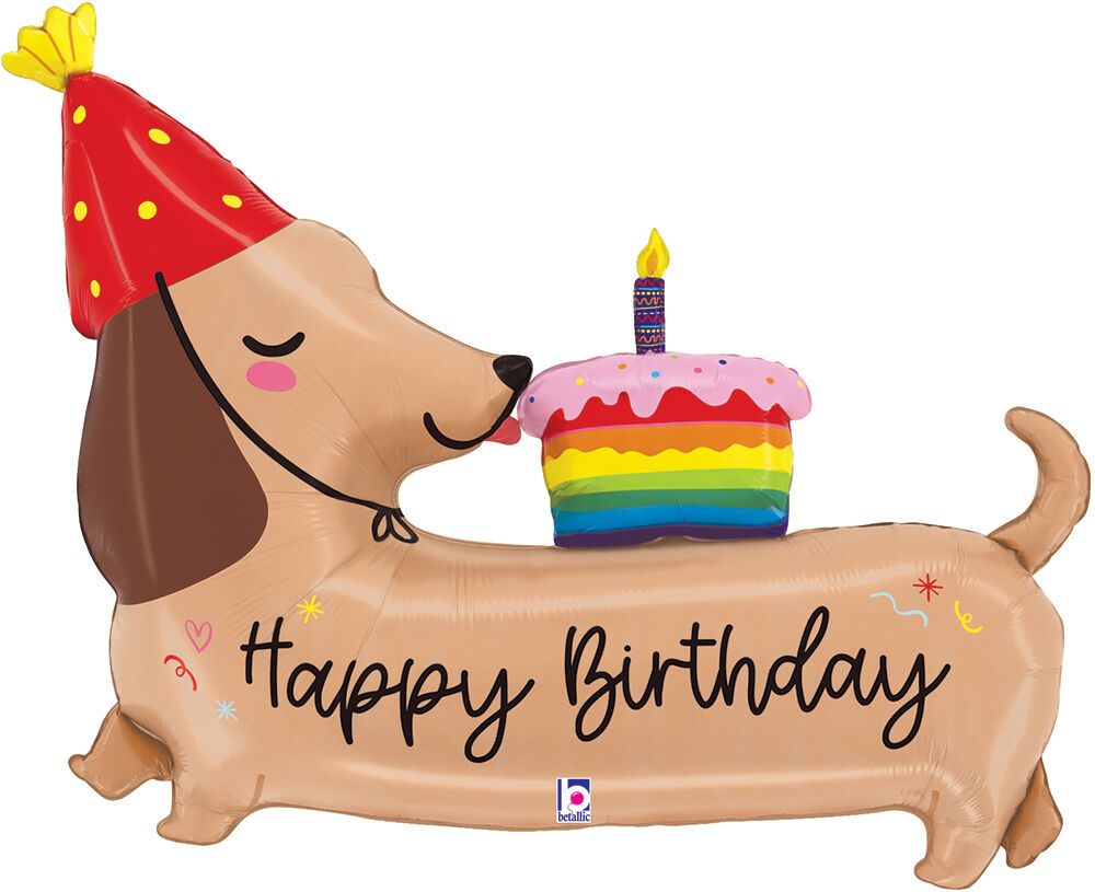 41” Happy Birthday Dachshund Mylar