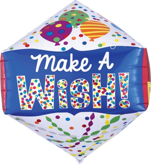 21” Happy Birthday/Make a Wish Angled Mylar