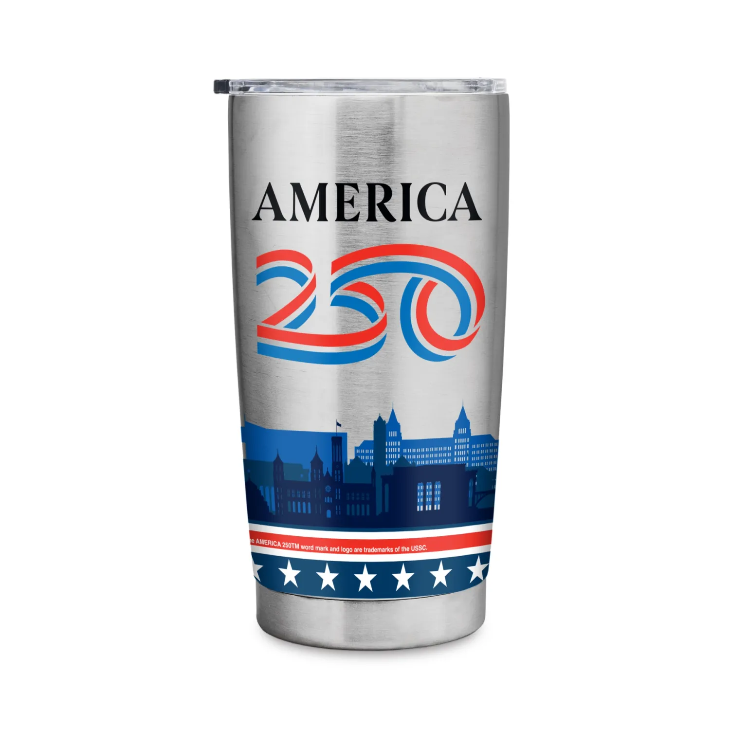 America 250 - Silver Stainless Steel Tumbler 20oz+