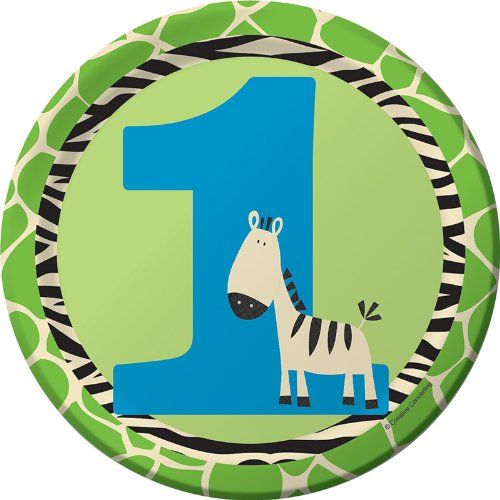 Wild at One Zebra 7in Plate Boy 8ct AMZ+