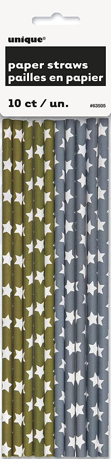 Gold and Silver Star Paper Straws 10ct+