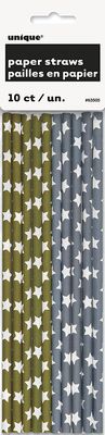 Gold and Silver Star Paper Straws 10ct+