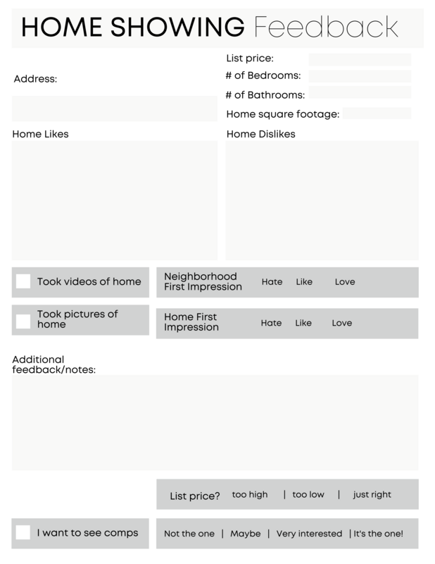 Home Showing Feedback Template