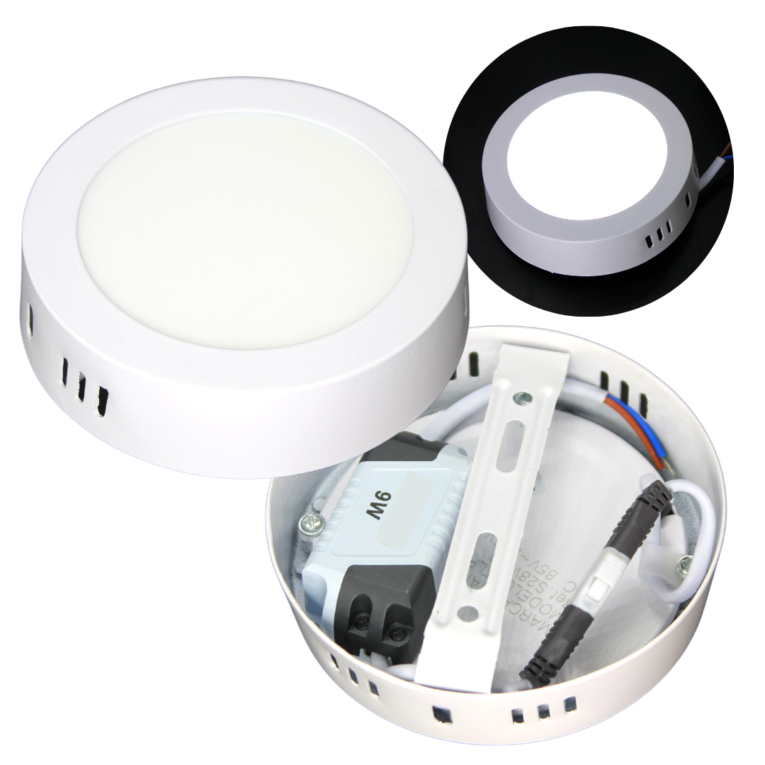 Lampara Led Sobreponer 9w Luz Blanca Redonda