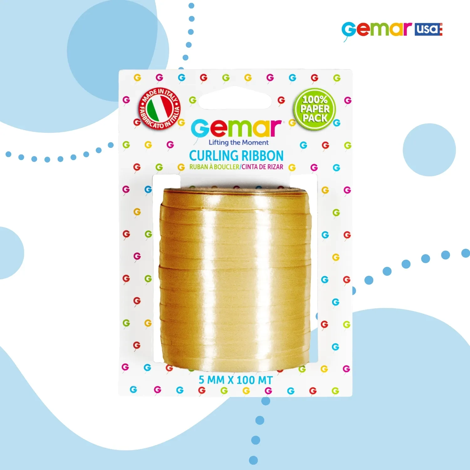 Curling Ribbon Gold 031577 - 12 pieces