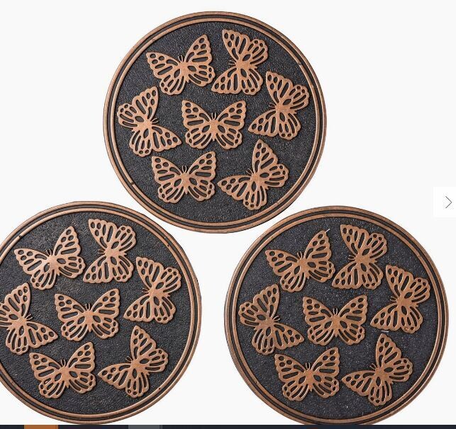 Recycled Rubber Stepping Stones, Set of 3 - Butterfly