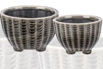 Planter Set - Gray Patterned
