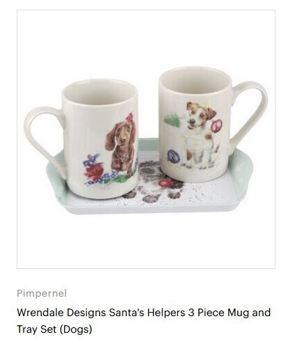 Mug and tray set santas helpers