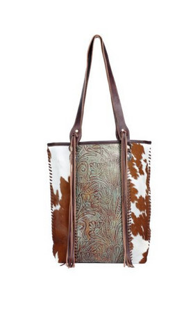 Myra Embossed Ferric Leather &amp; Hairon Bag S3350