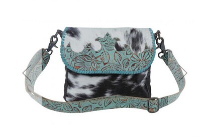 Turquoise Fleurs Leather &amp; Hairon Bag