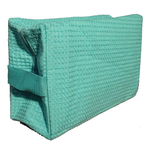 Alan Pendergrass Cotton Waffle Cosmetic Bag – Large, Color: Caribbean Green, Size: Large
