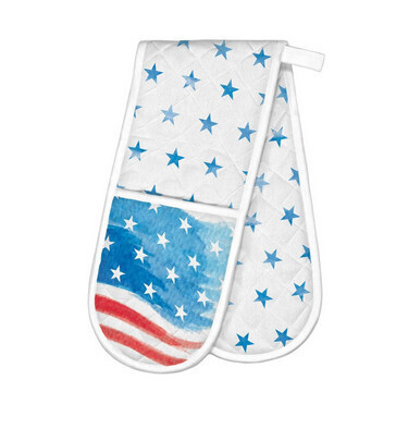Double Oven Glove Red White and Blue