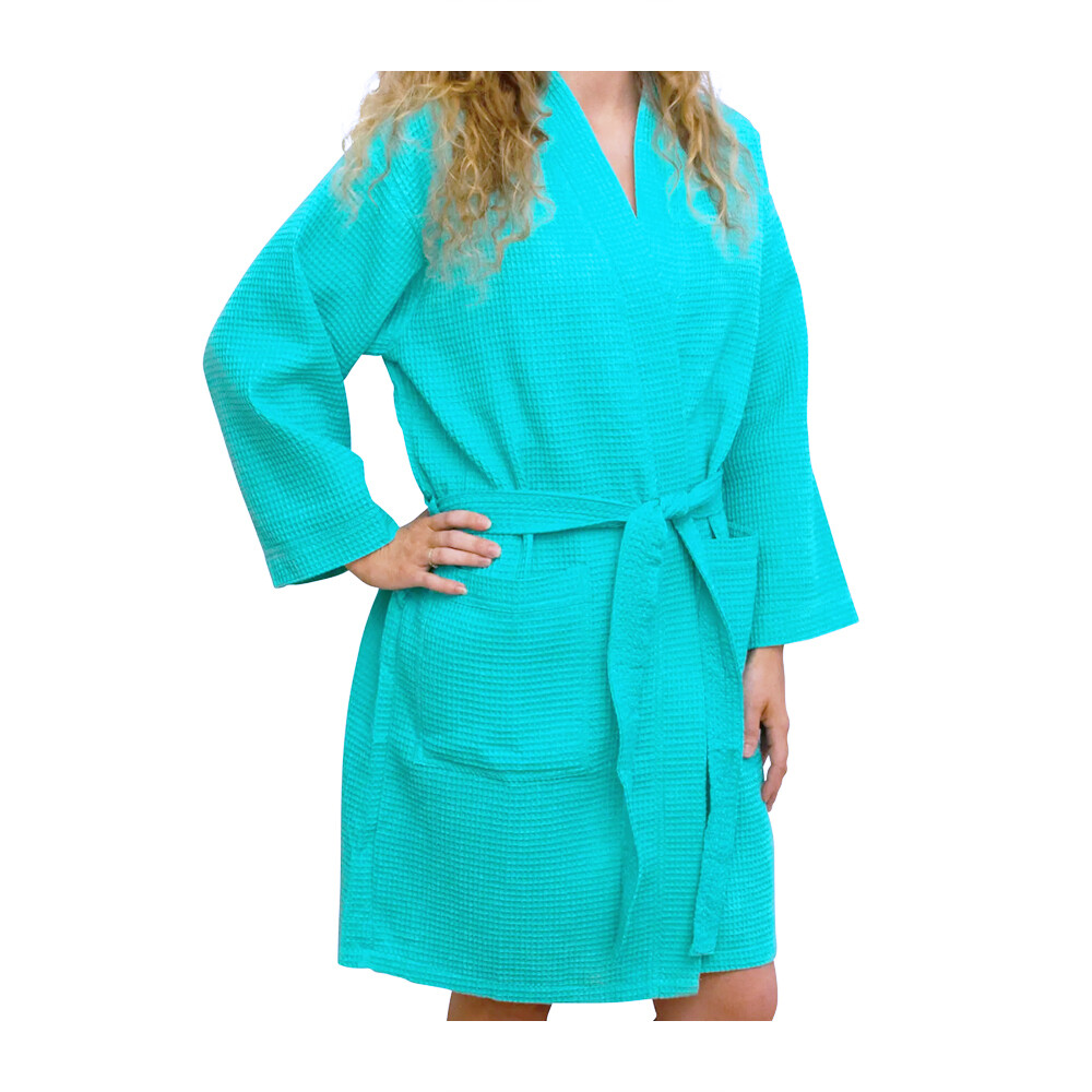 36&quot; Length Waffle Robe Caribbean Green