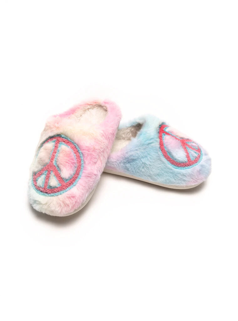 Kids Rainbow Peace Slippers, Size: Little