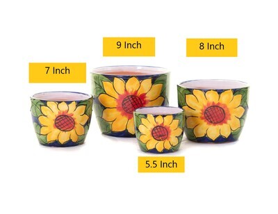 SUNFLOWER Cylinder Pot, Size: 5.5 Inch