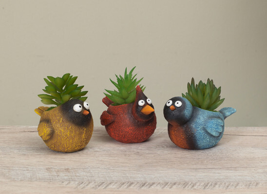 4.5&quot;L Resin Bird w/ Succulent