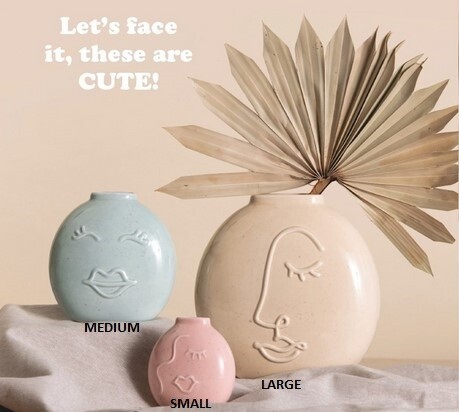 Ceramic Face Small Flat Vase