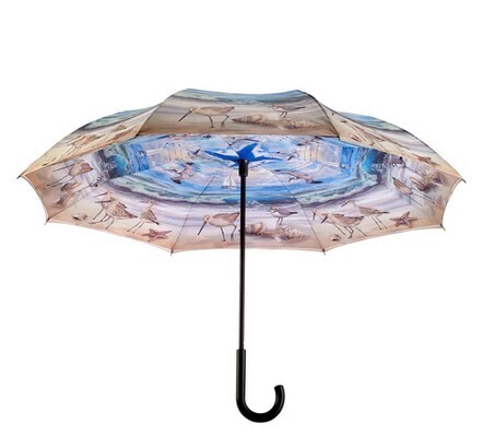 Beach Scene Stick Umbrella Reverse Close