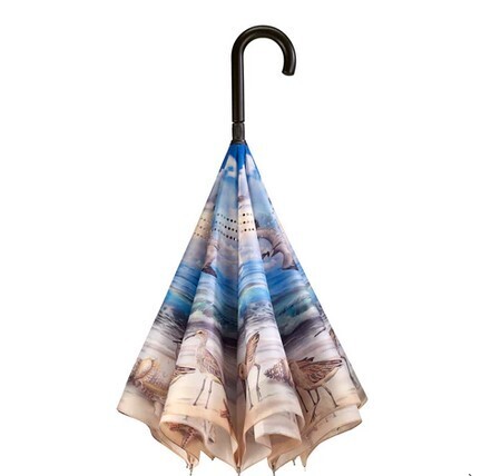Beach Scene Stick Umbrella Reverse Close