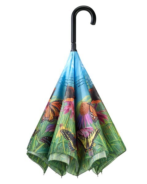 Butterfly Mountain Stick Umbrella Reverse Close