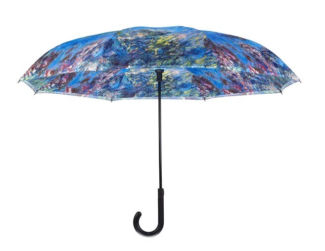 Monet Wisteria Stick Umbrella Reverse Close