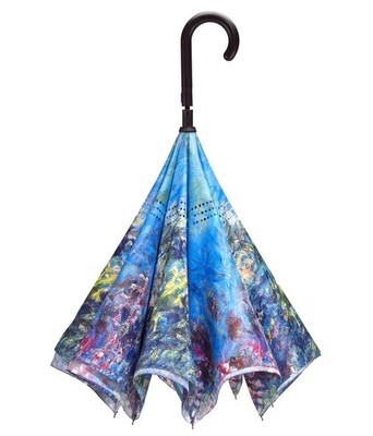 Monet Wisteria Stick Umbrella Reverse Close